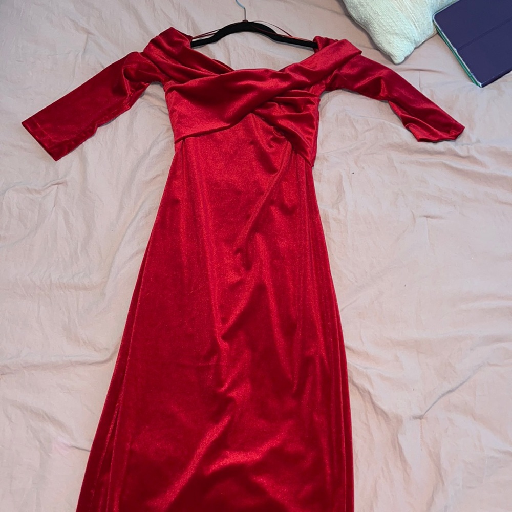 Red Velvet Midi Dress